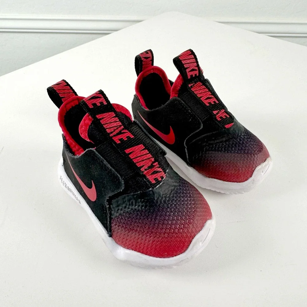 Nike Flex Runner Toddler 3C Black Red Slip‎ On Sneakers Kids Baby Athletic Shoes